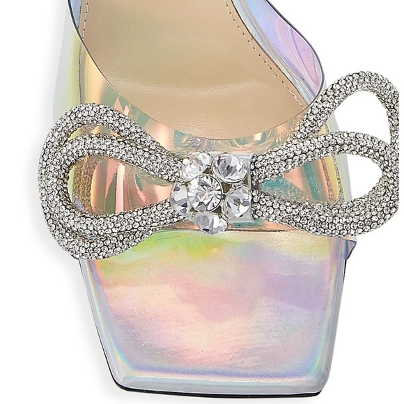 MACH & MACH Double Bow Iridescent PVC Mules Crystal embellished Pumps 7.5 - Picture 4 of 13